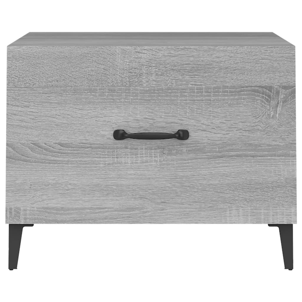 vidaXL kafijas galdiņš ar metāla kājām, pelēka ozolkoka, 50x50x40 cm