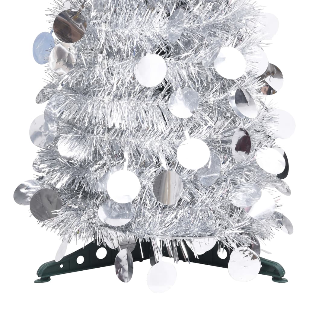 vidaXL mākslīgā Ziemassvētku egle, saliekama, sudrabaina, 180 cm, PET
