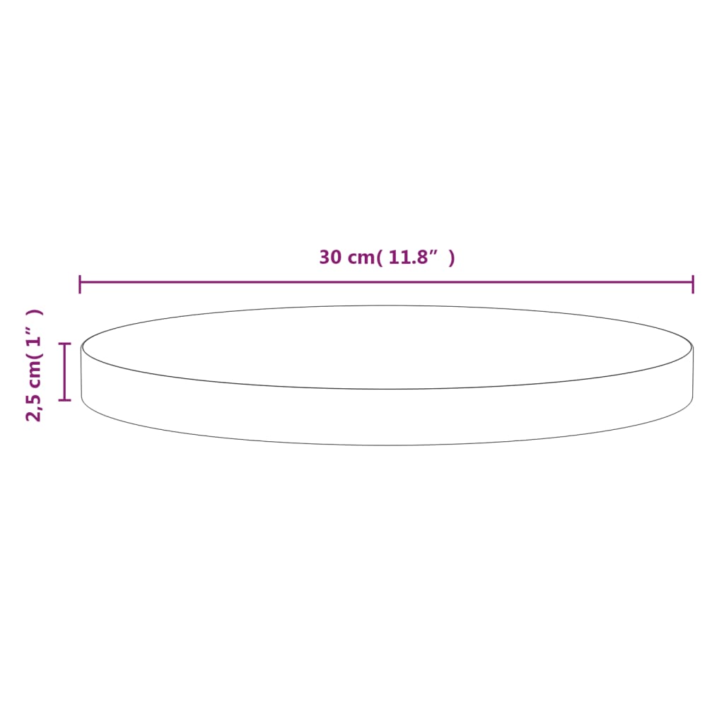 vidaXL galda virsma, melna, Ø30x2,5 cm, priedes masīvkoks
