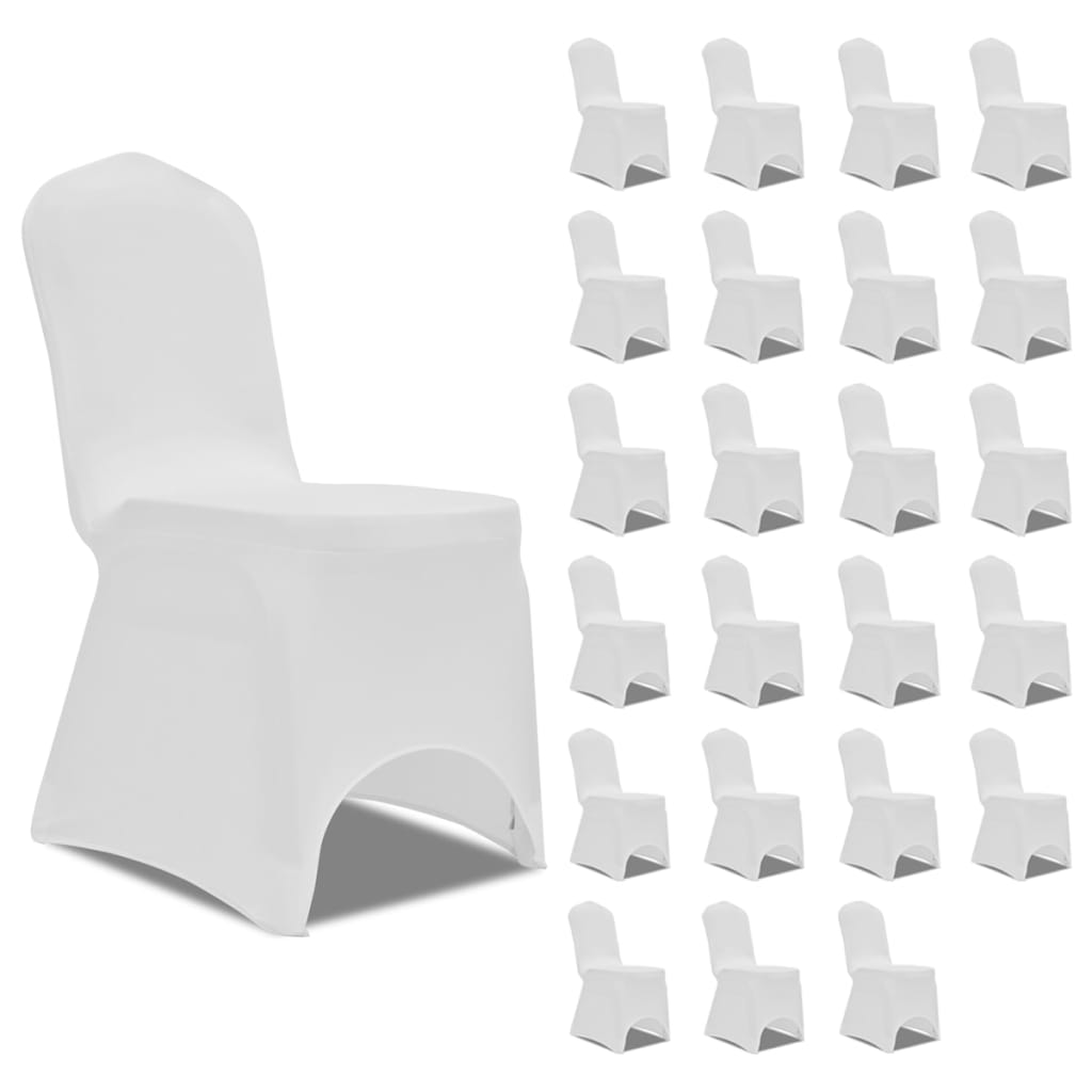 vidaXL krēslu pārvalki, 24 gab., balts elastīgs audums
