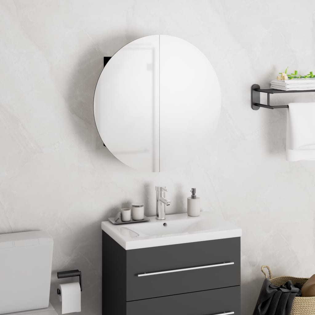vidaXL vannasistabas skapītis, spogulis ar LED, melns, 40x40x17,5 cm