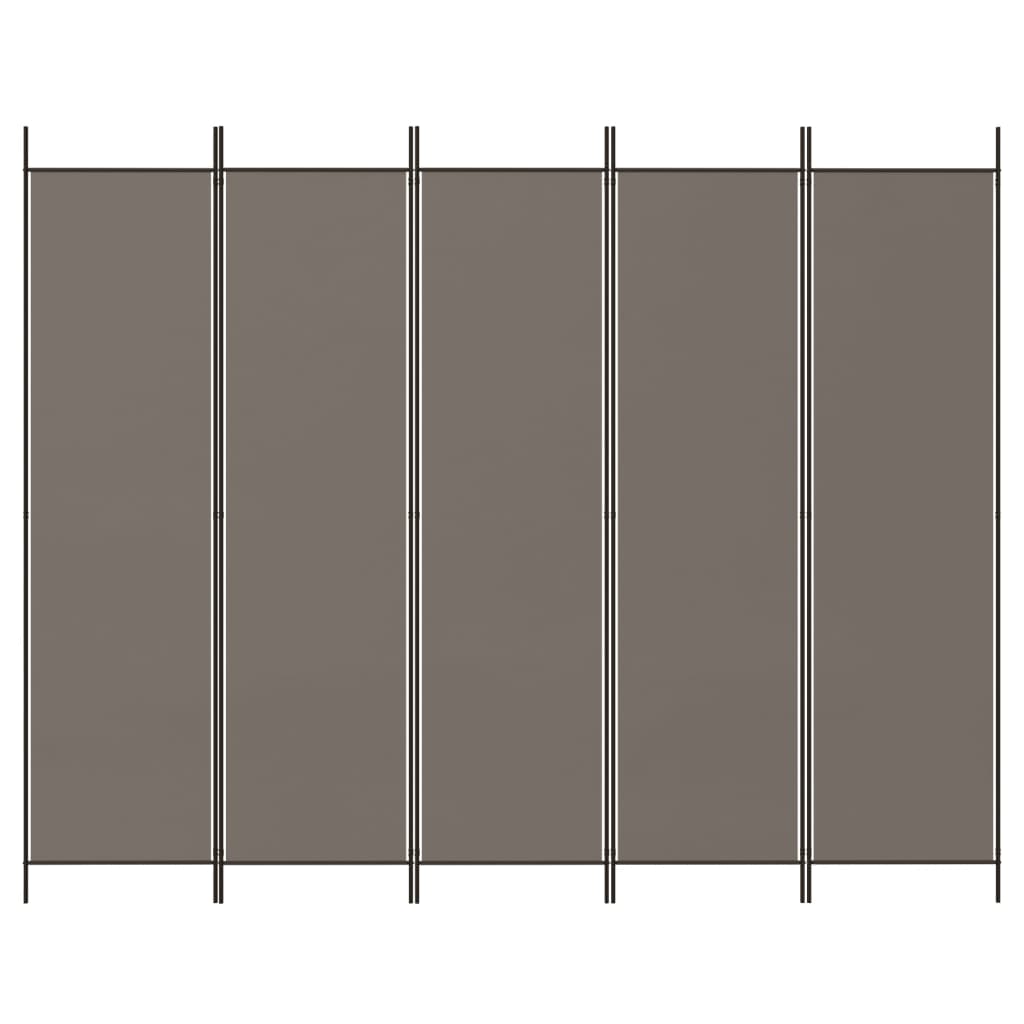 vidaXL 5-paneļu istabas aizslietnis, 250x220 cm, antracītpelēks audums
