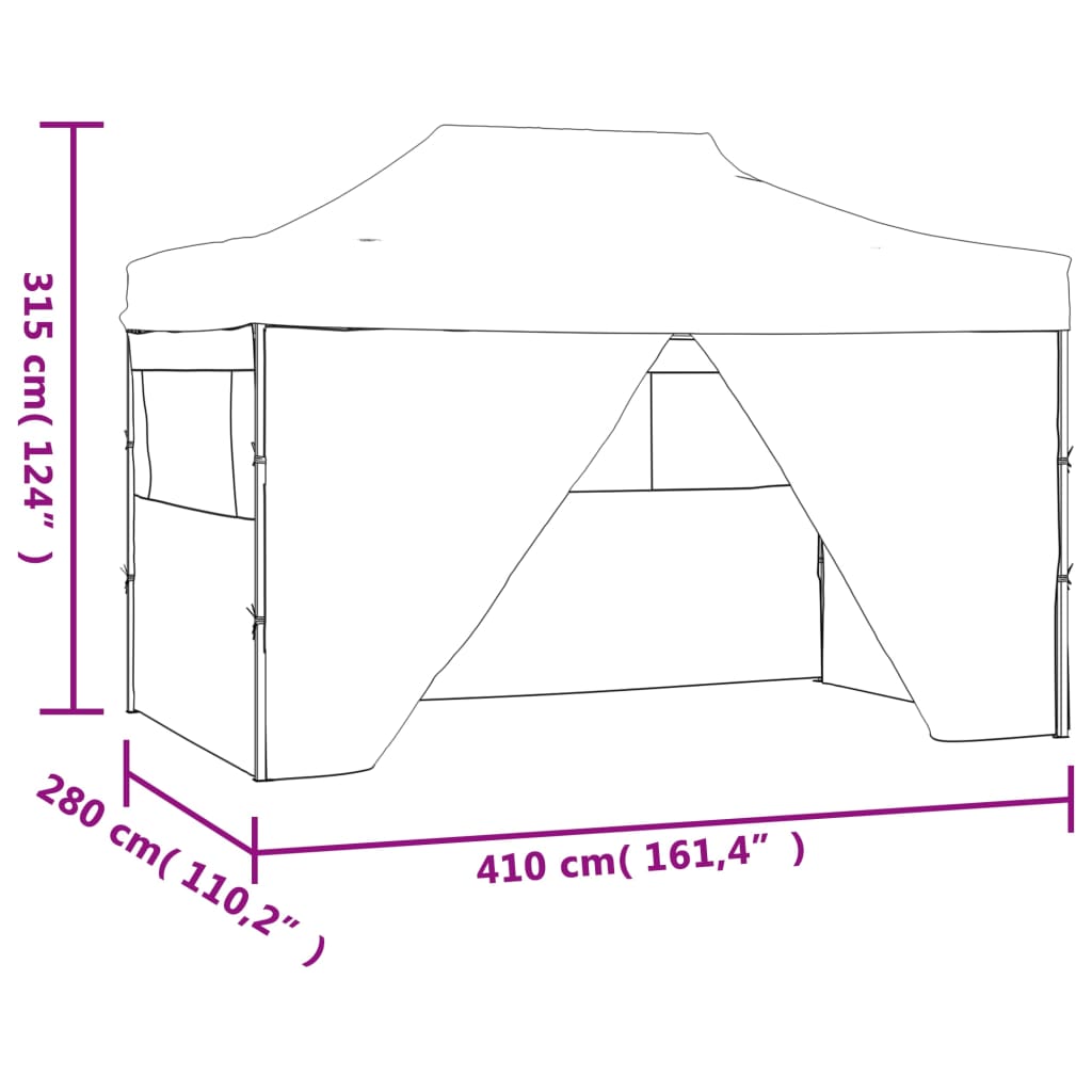 vidaXL saliekama nojume ar 4 sienām, krēmkrāsa, 3x4 m, tērauds