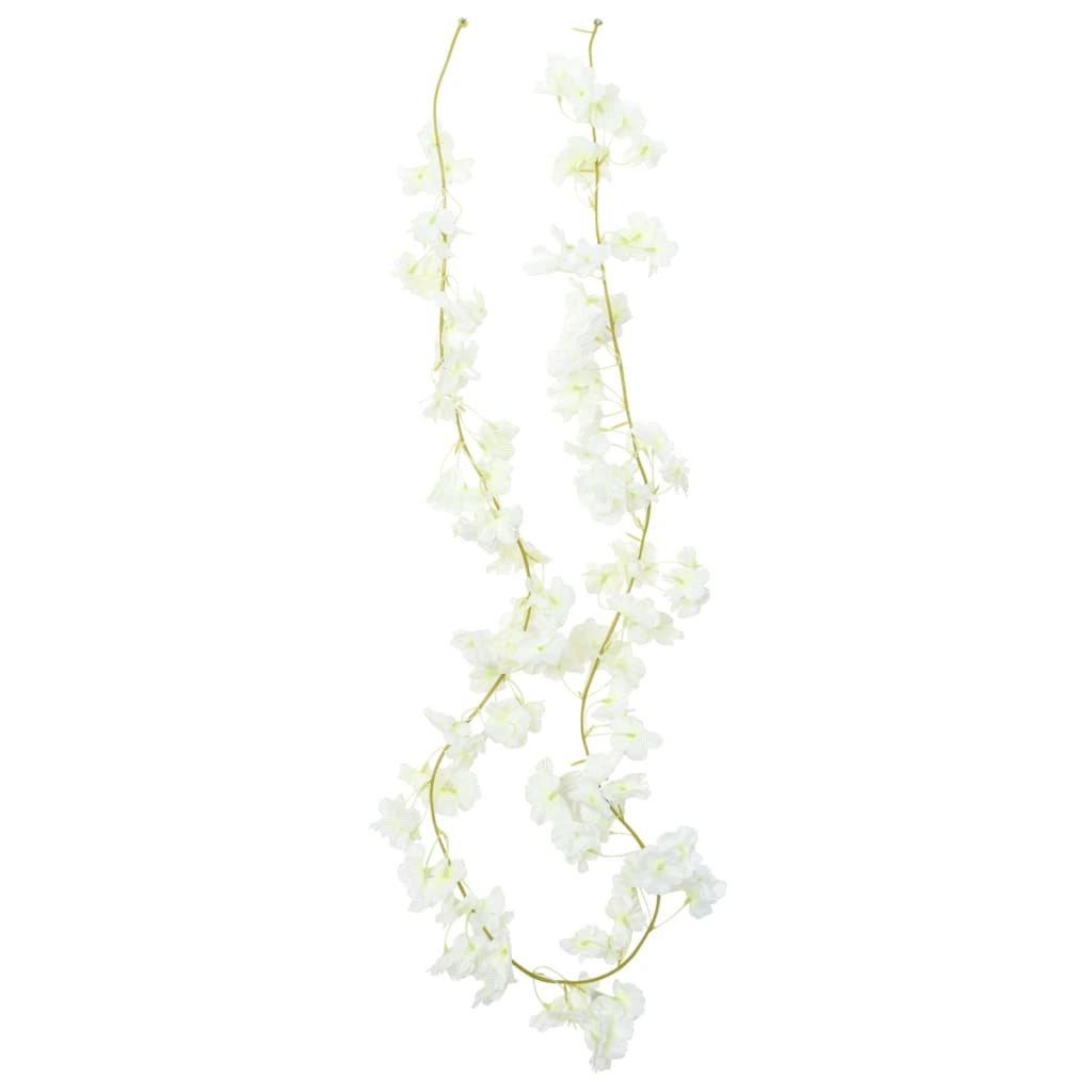 vidaXL mākslīgo ziedu vītnes, 6 gab., balts, 180 cm