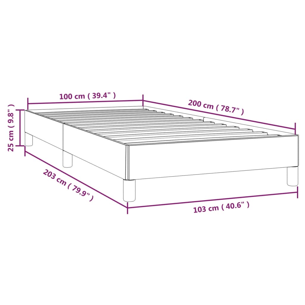 vidaXL gultas rāmis, krēmkrāsas, 100x200 cm, audums