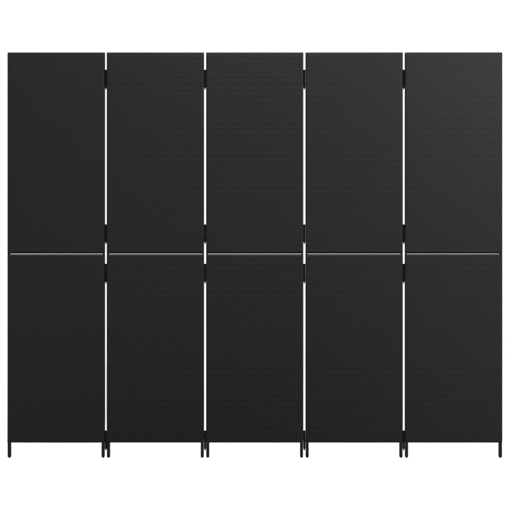 vidaXL istabas sadalītājs, 5 paneļi, melna polirotangpalma