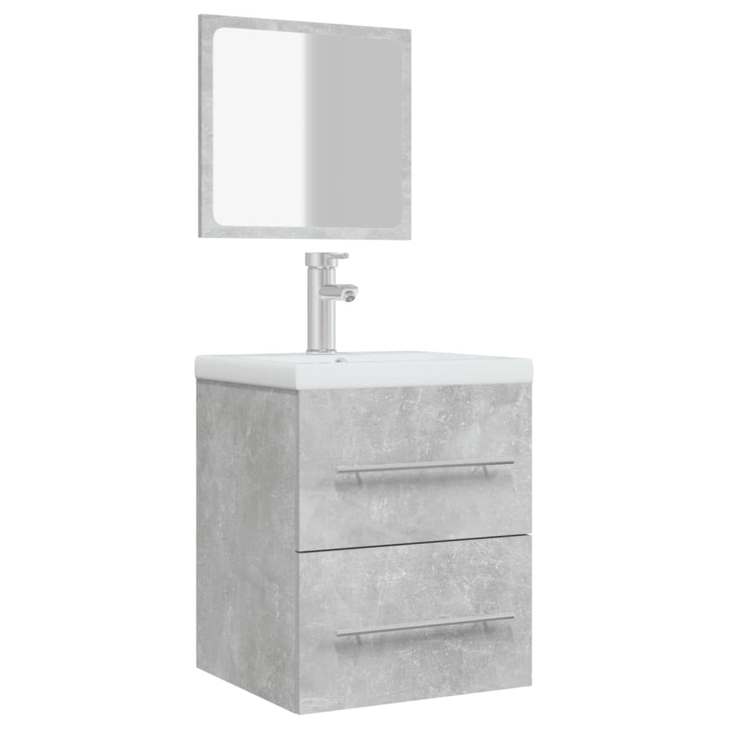 vidaXL vannasistabas skapītis un spogulis, betonpelēks, 41x38,5x48 cm