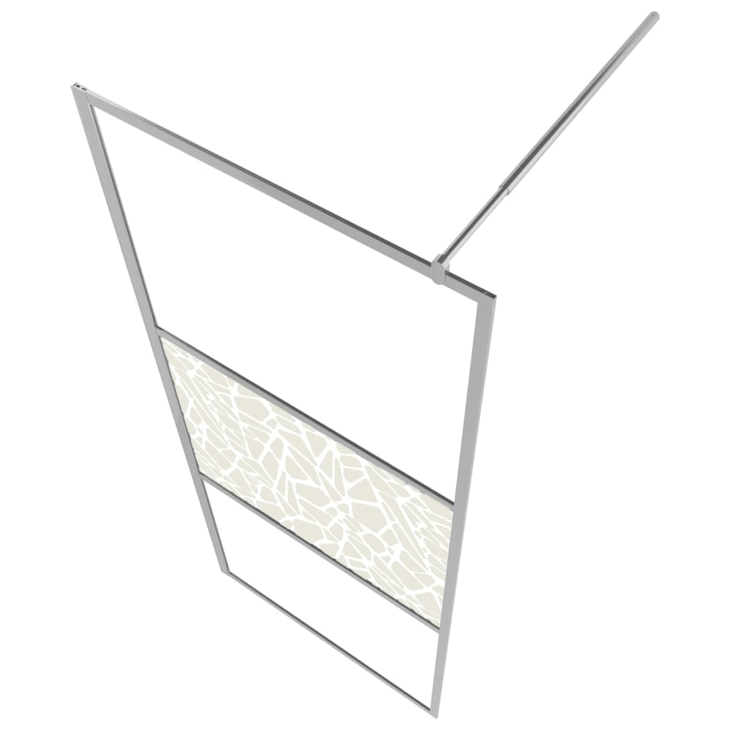 vidaXL dušas siena, ESG stikls ar akmeņu dizainu, 90x195 cm