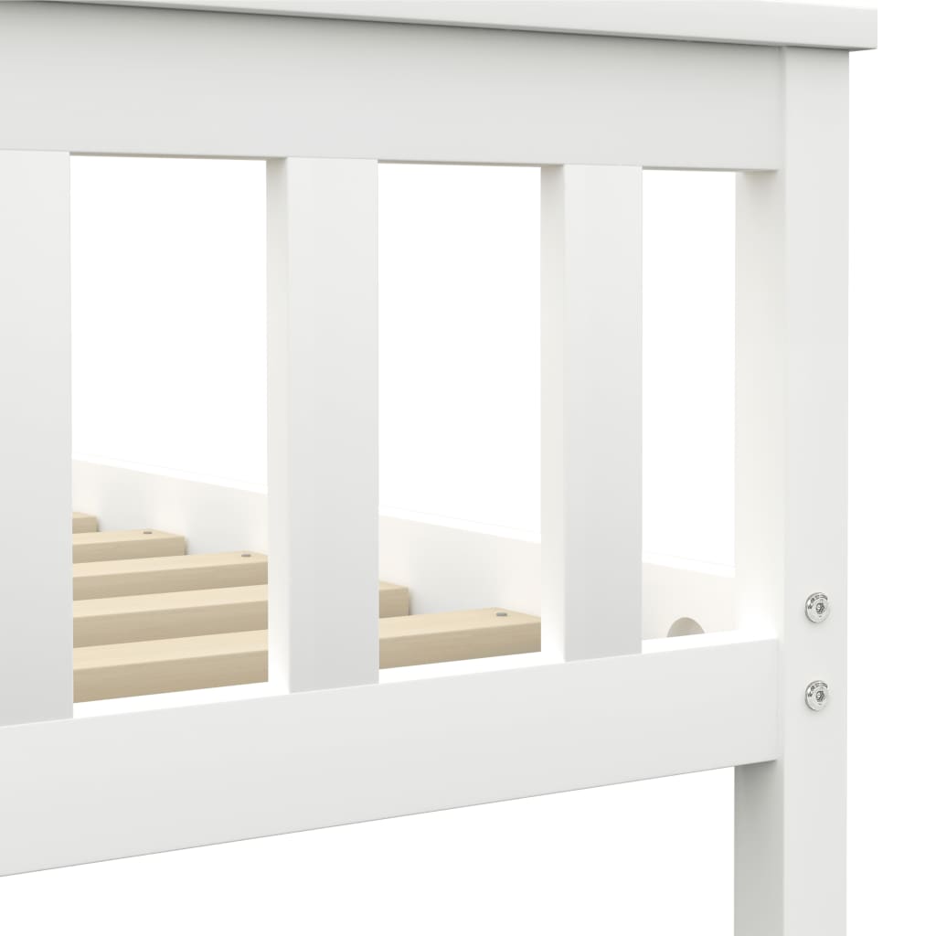 vidaXL gulta, balta, 160x200 cm, priedes masīvkoks
