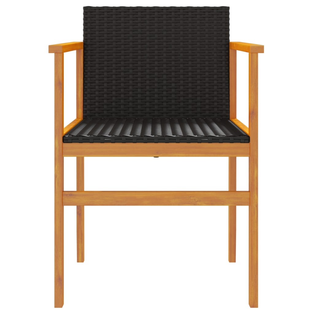vidaXL dārza krēsli, 2 gab., melna PE rotangpalma, masīvkoks