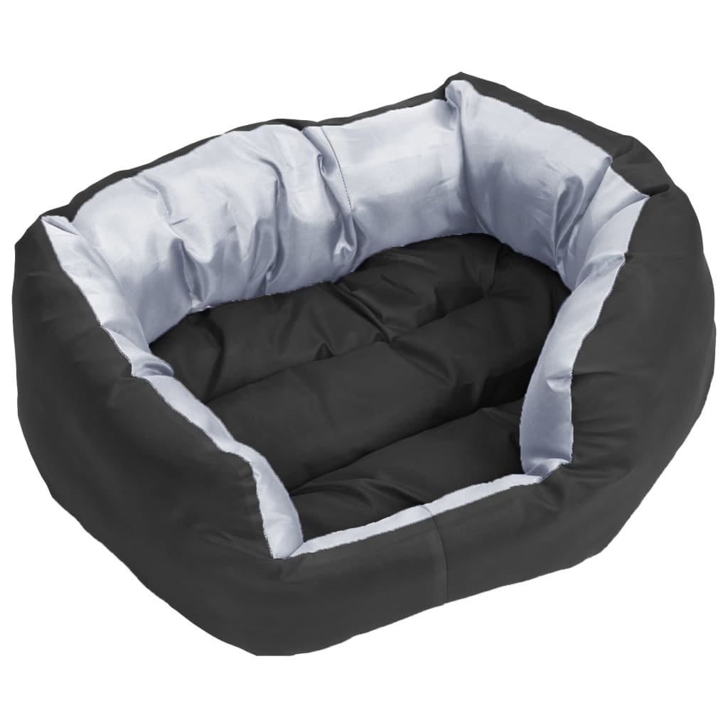 vidaXL suņu matracis, pelēks ar melnu, divpusējs, 65x50x20 cm