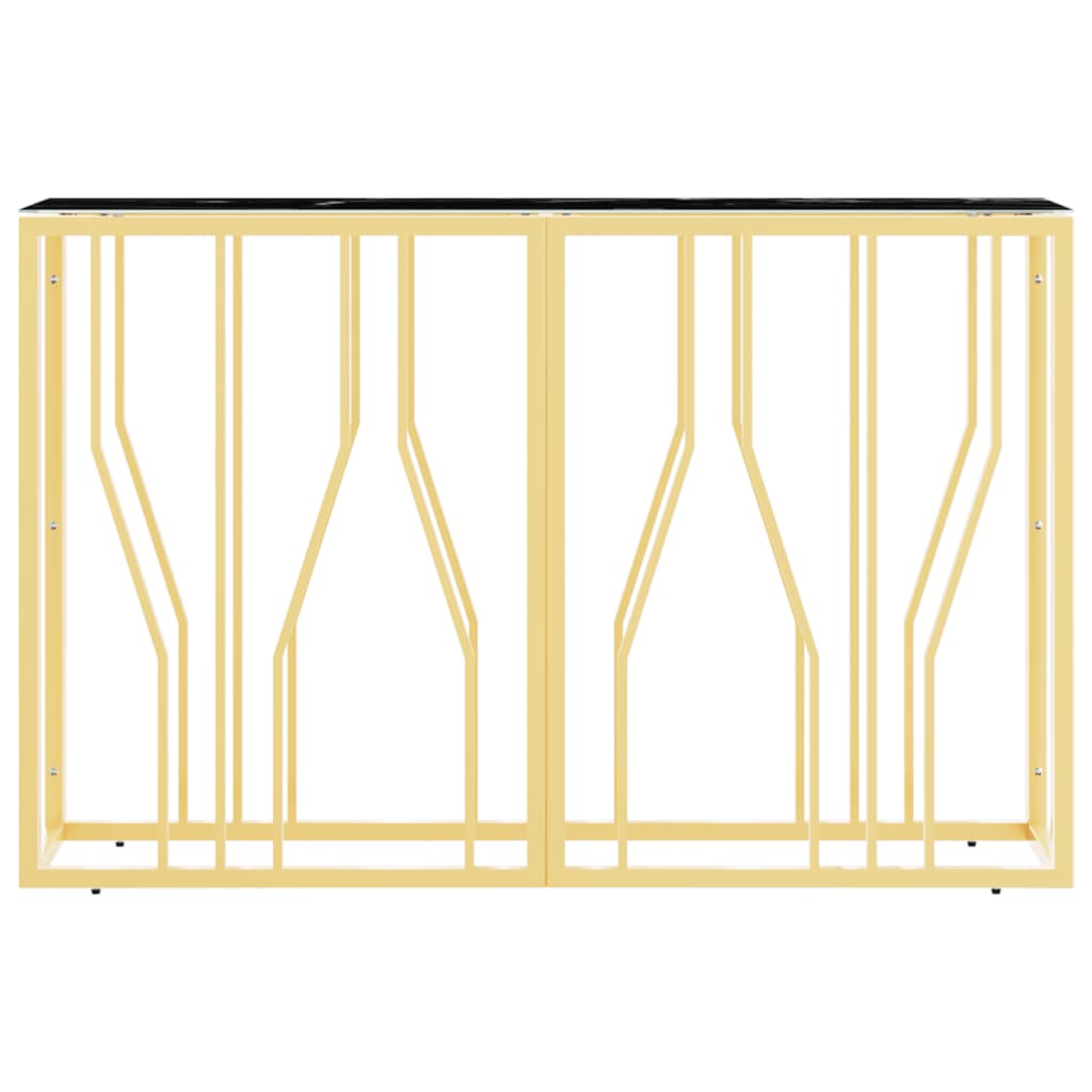vidaXL konsoles galdiņš, zeltainas, 110x30x70 cm, tērauds, stikls