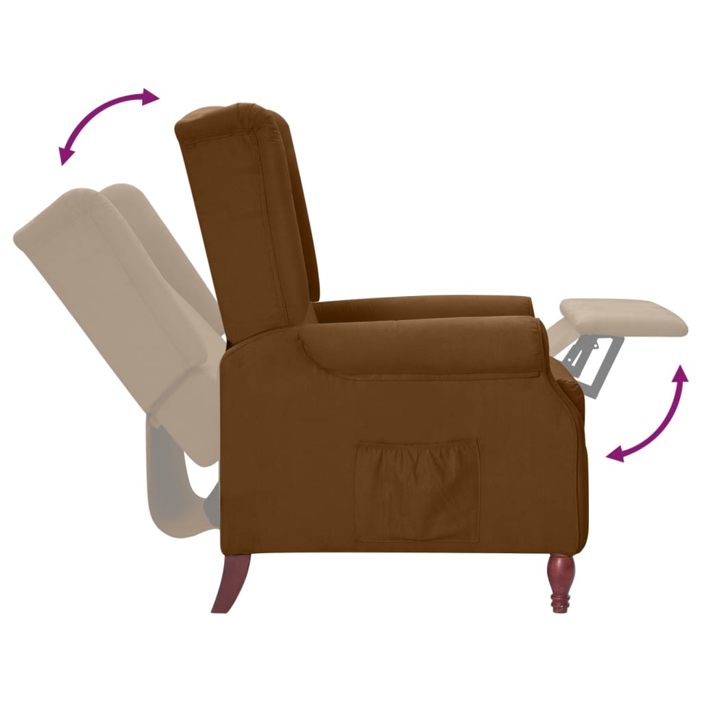 vidaXL atgāžams krēsls, brūns audums