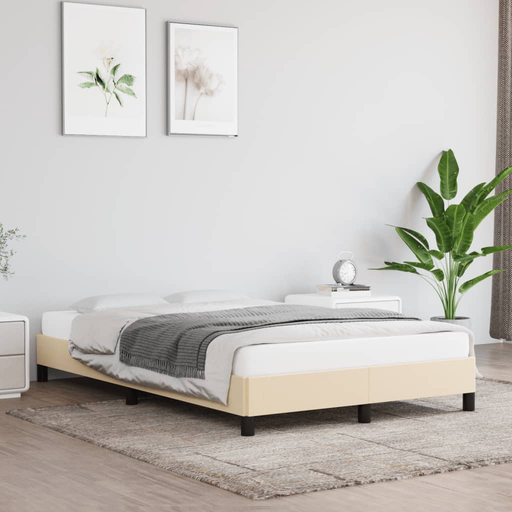 vidaXL gultas rāmis, krēmkrāsas, 120x190 cm, audums