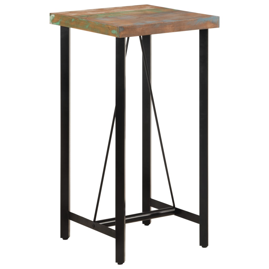 vidaXL bāra galds, 55x55x107 cm, pārstrādāts masīvkoks un dzelzs
