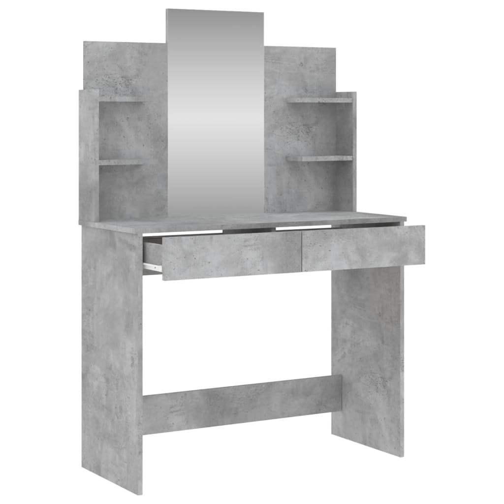 vidaXL galdiņš ar spoguli, betona pelēks, 96x39x142 cm