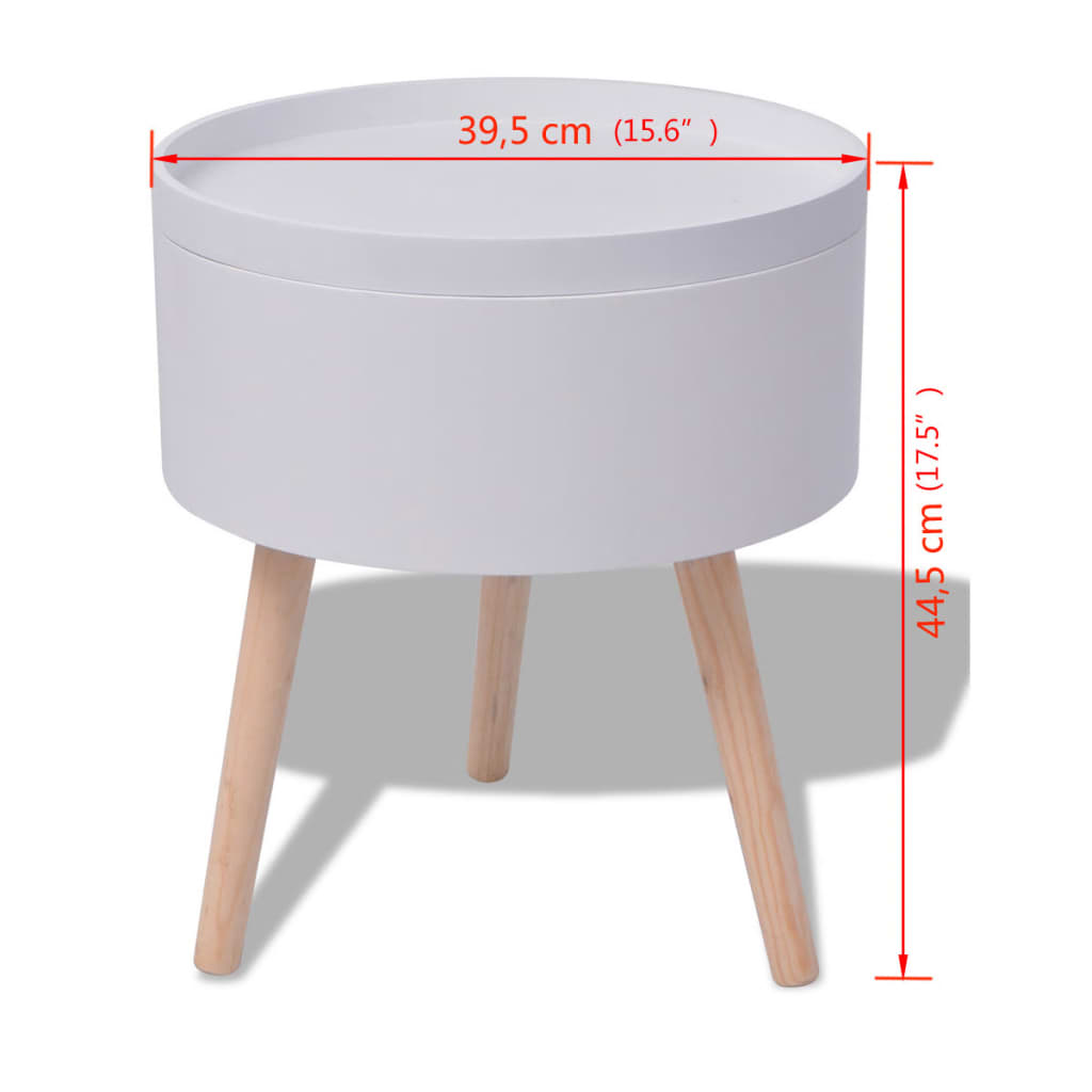 vidaXL apaļš galdiņš ar paplāti, 39,5x44,5 cm, balts