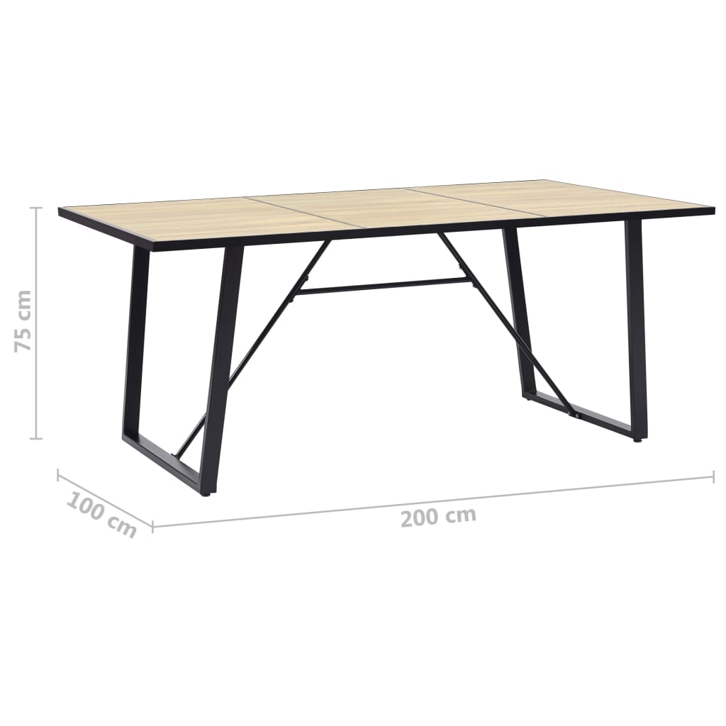 vidaXL virtuves galds, ozolkoka krāsa, 200x100x75 cm, MDF