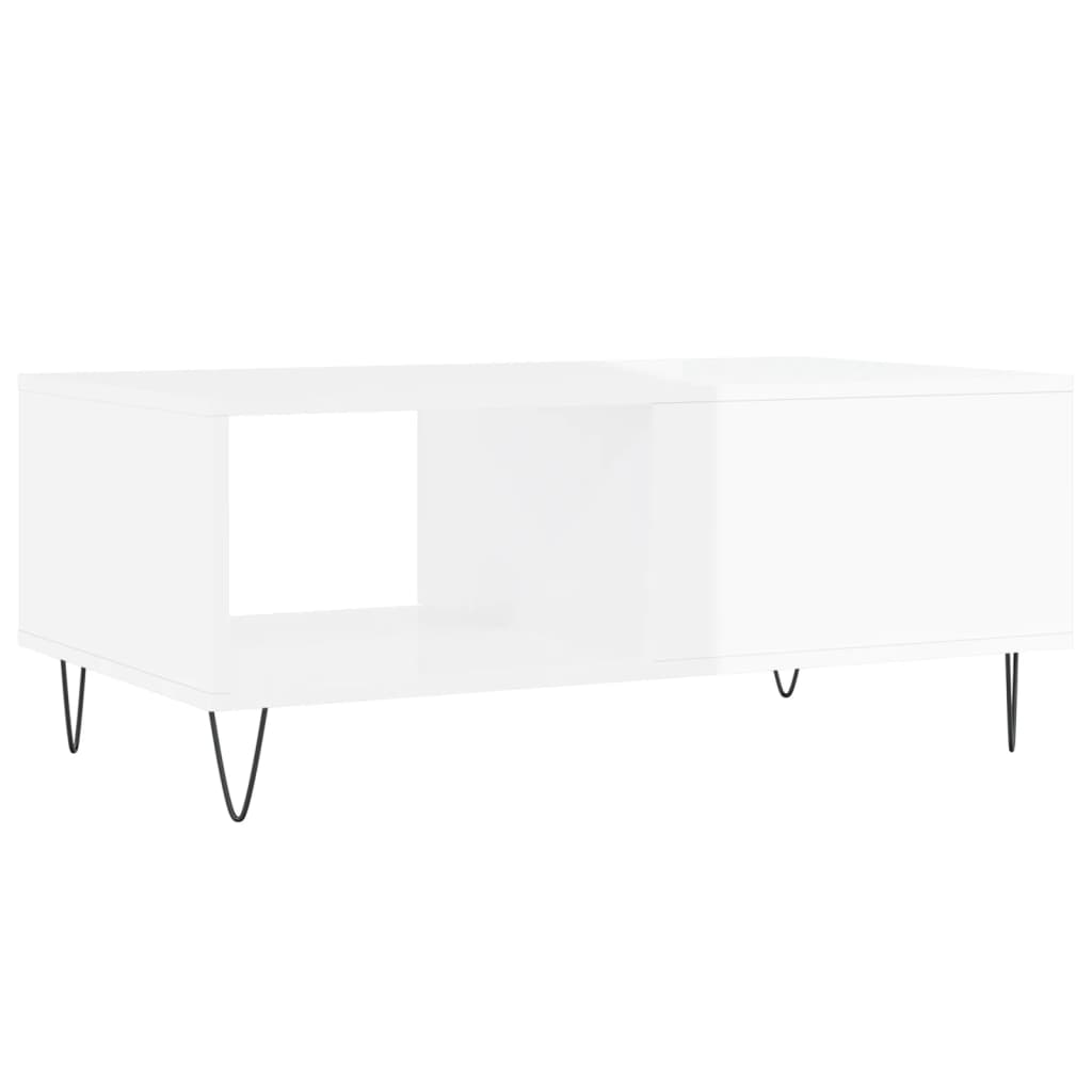 vidaXL kafijas galdiņš, spīdīgi balts, 90x50x36,5cm, inženierijas koks