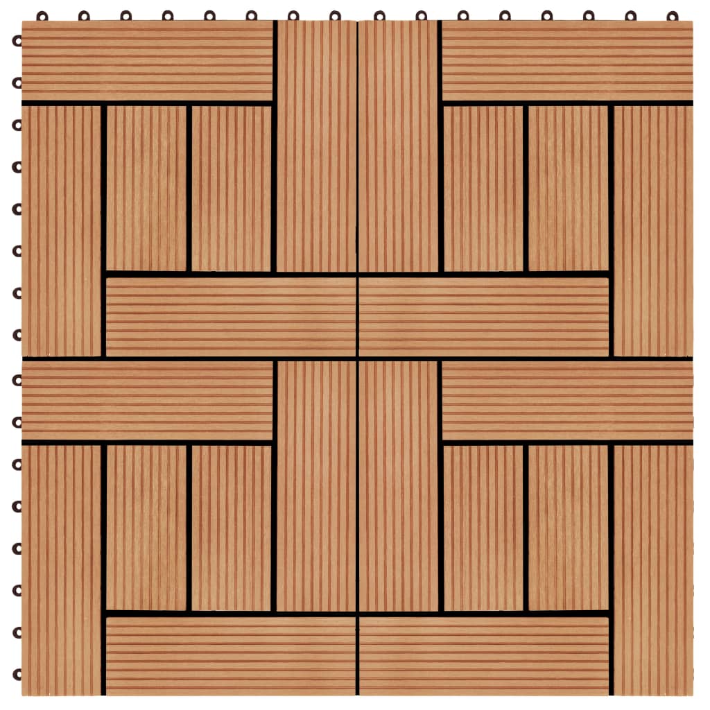 vidaXL terases flīzes, 22 gab., WPC, 30x30 cm, 2 m2, tīkkoka krāsā