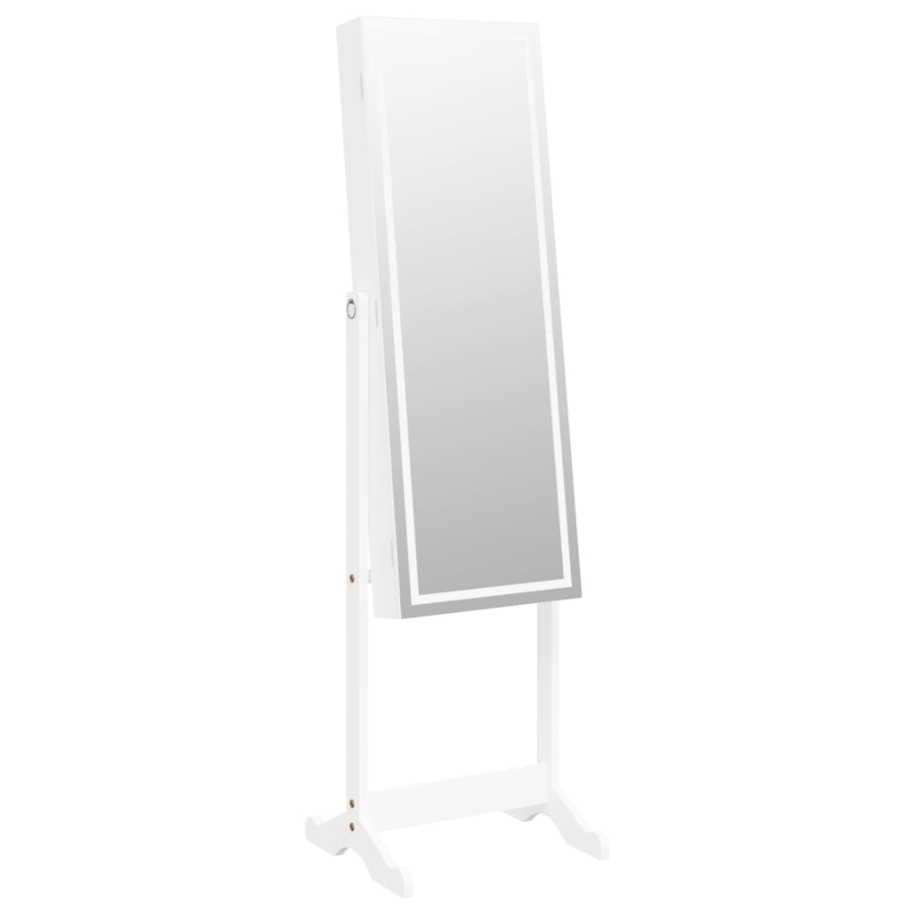 vidaXL rotaslietu skapis ar spoguli, LED gaismas, brīvi stāvošs, balts