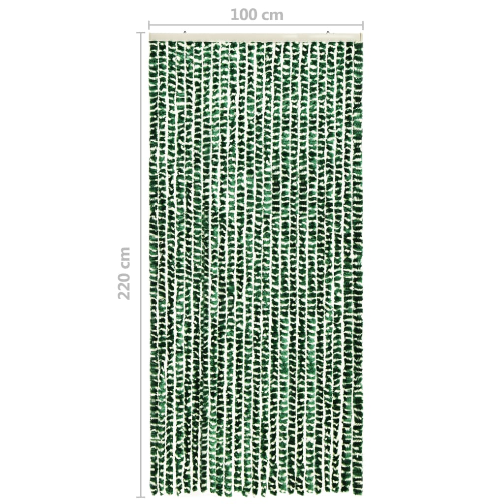 vidaXL kukaiņu aizkars, 100x220 cm, zaļš un balts šenils