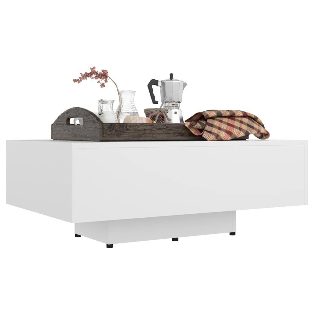 vidaXL kafijas galdiņš, 85x55x31 cm, balts, skaidu plāksne