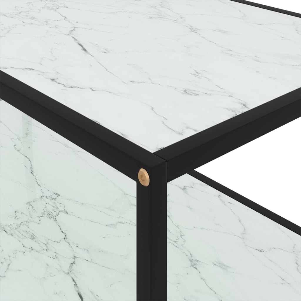 vidaXL kafijas galdiņš, balts, 100x50x35 cm, rūdīts stikls