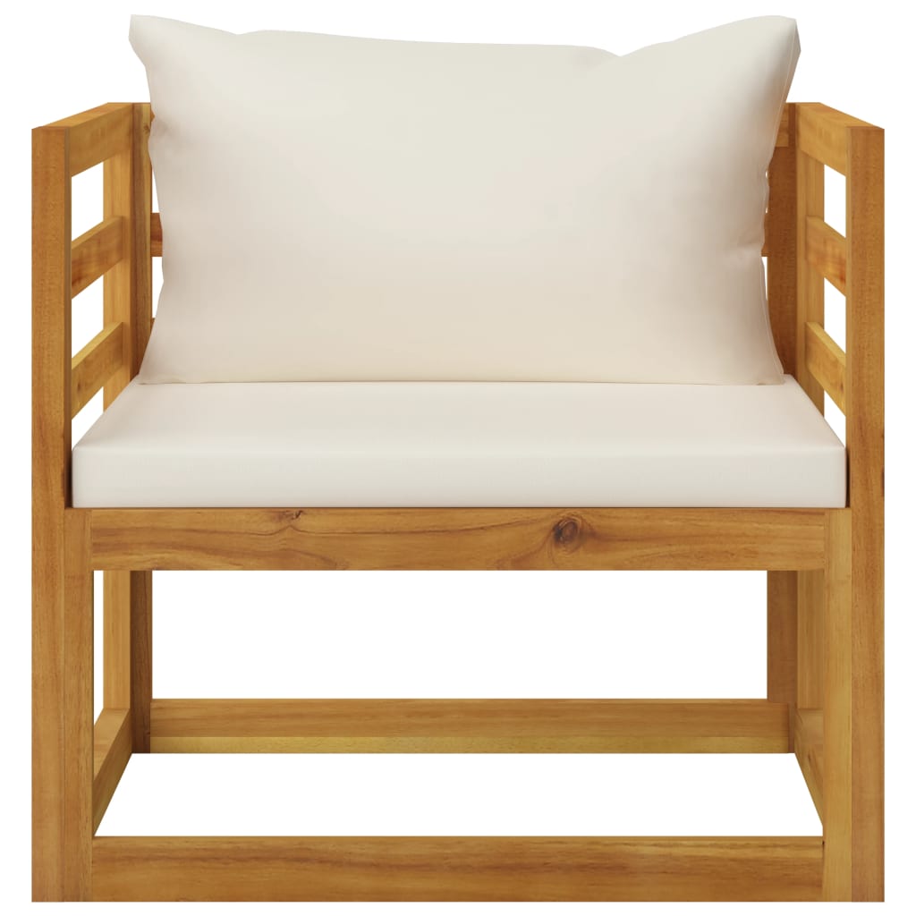 vidaXL dārza krēsls ar krēmkrāsas spilveniem, akācijas masīvkoks