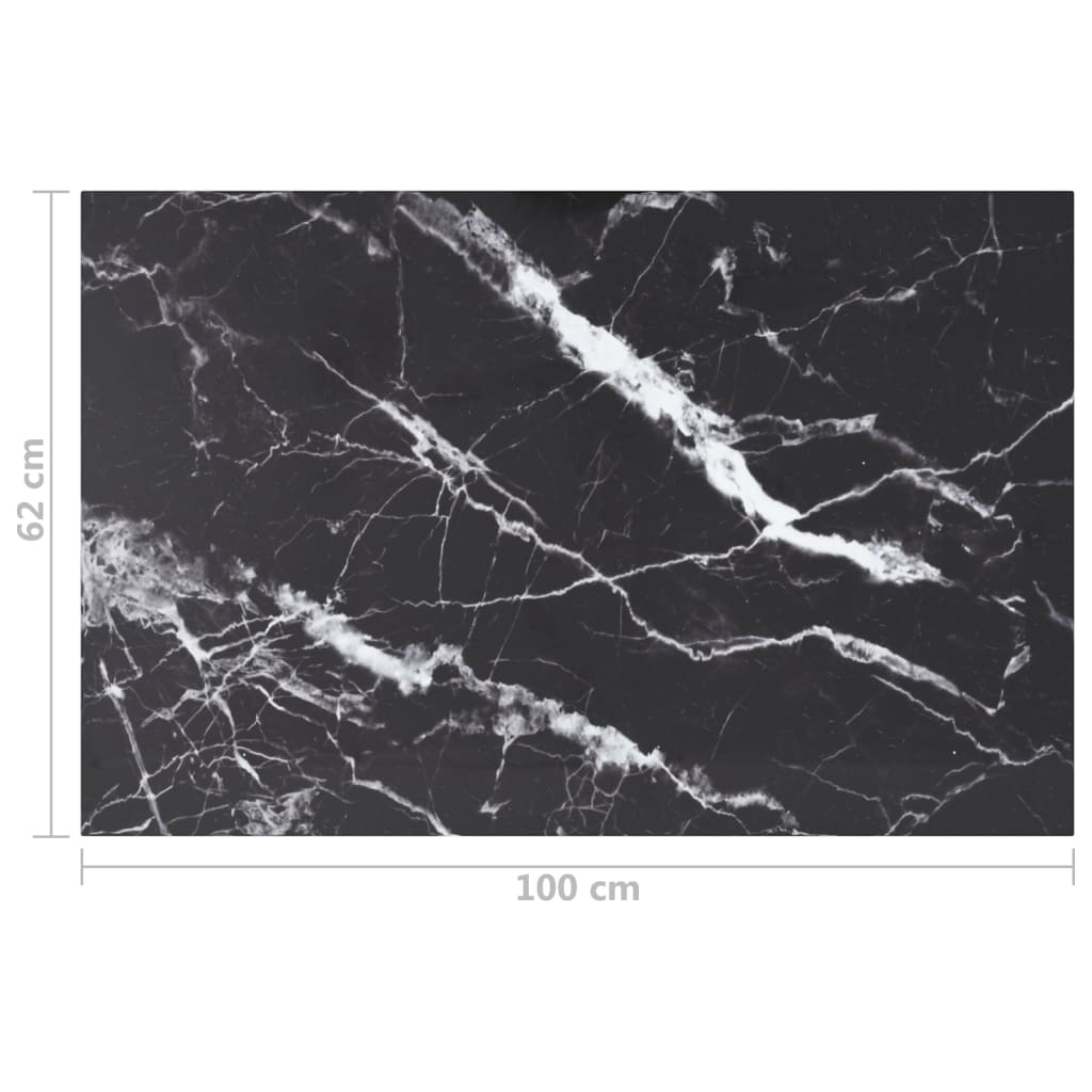 vidaXL galda virsma, melna, 100x62 cm, 8 mm, stikls ar marmora dizainu