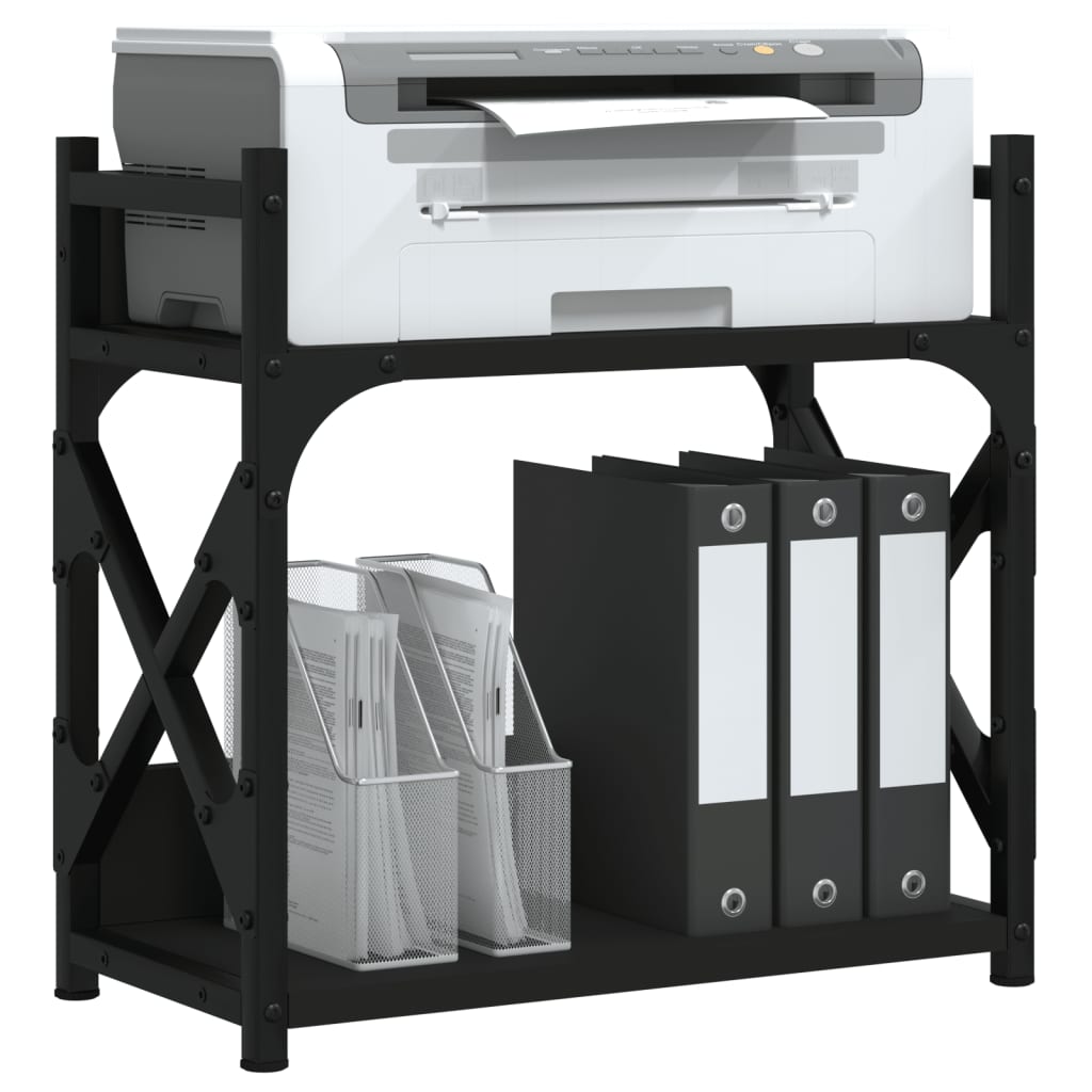 vidaXL printera statīvs, 2 līmeņi, melns, 40x20x40 cm, koks