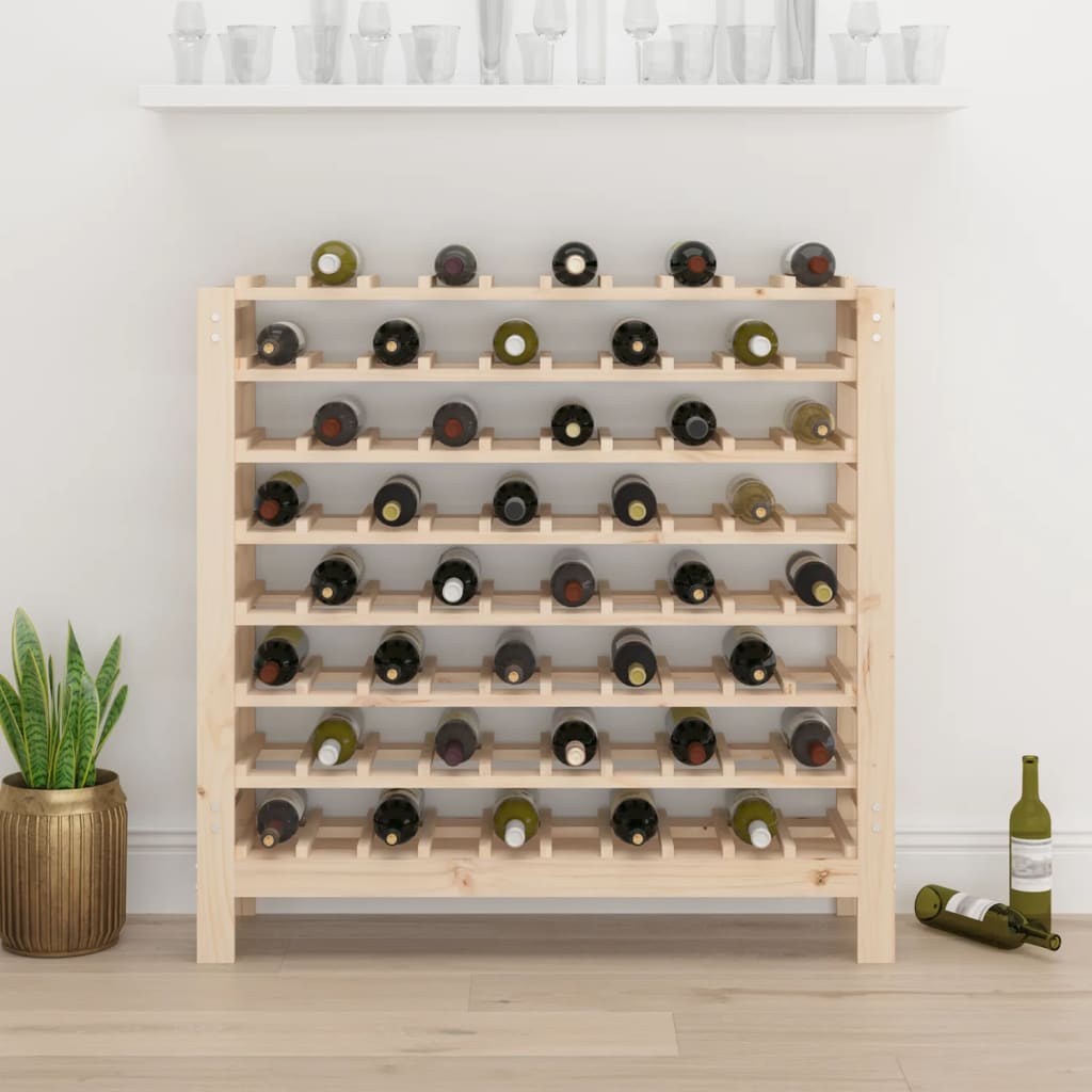 vidaXL vīna pudeļu plaukts, 109,5x30x107,5 cm, priedes masīvkoks