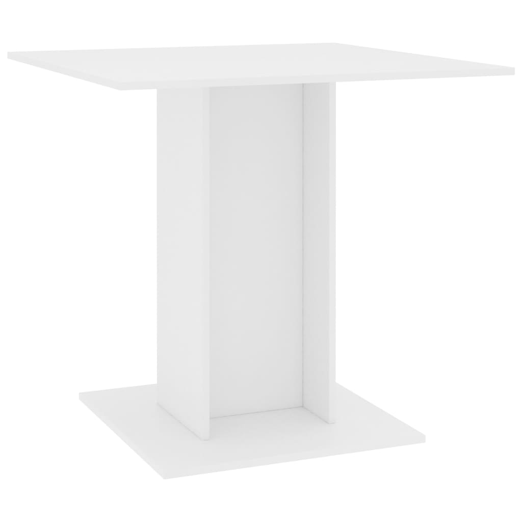 vidaXL virtuves galds, 80x80x75 cm, skaidu plāksne, balts