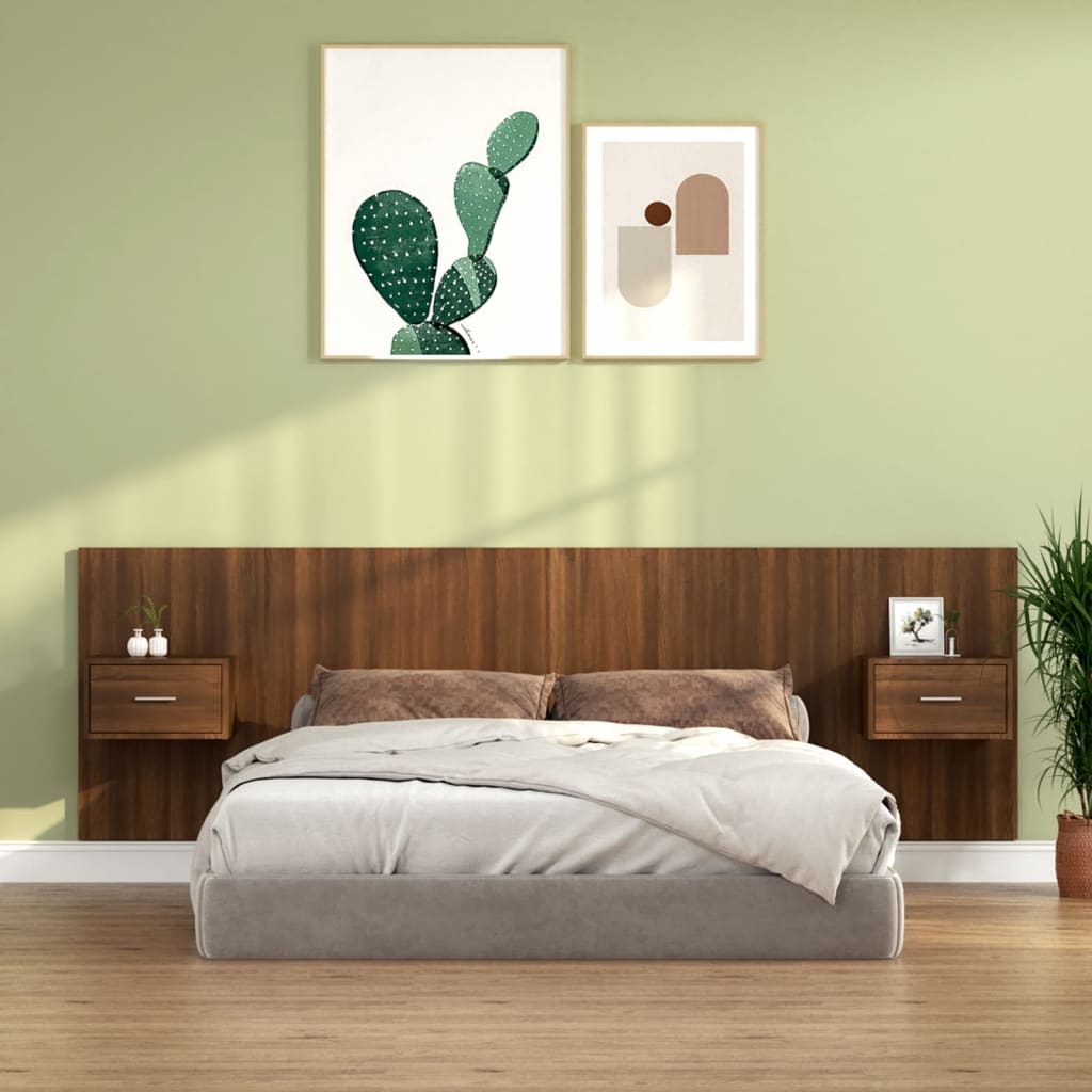 vidaXL gultas galvgalis ar skapīšiem, ozola krāsā, inženierijas koks