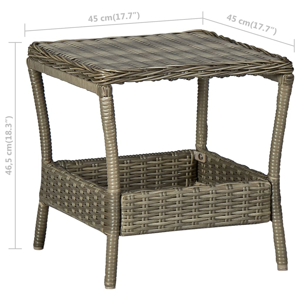 vidaXL dārza bāra galds, brūns, 45x45x46,5 cm, PE rotangpalma