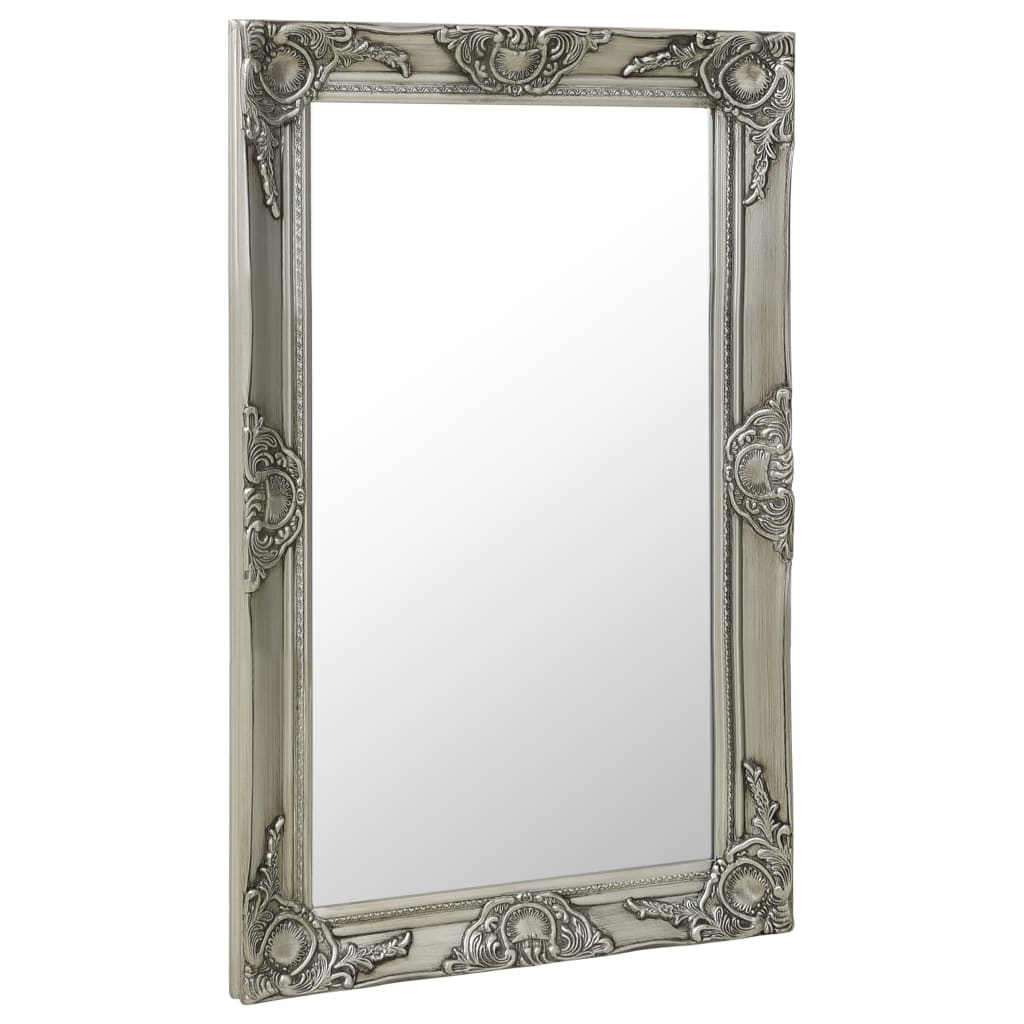 vidaXL baroka stila sienas spogulis, 50x80 cm, sudraba krāsā