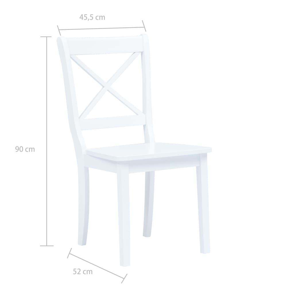 vidaXL virtuves krēsli, 4 gab., balts gumijas masīvkoks
