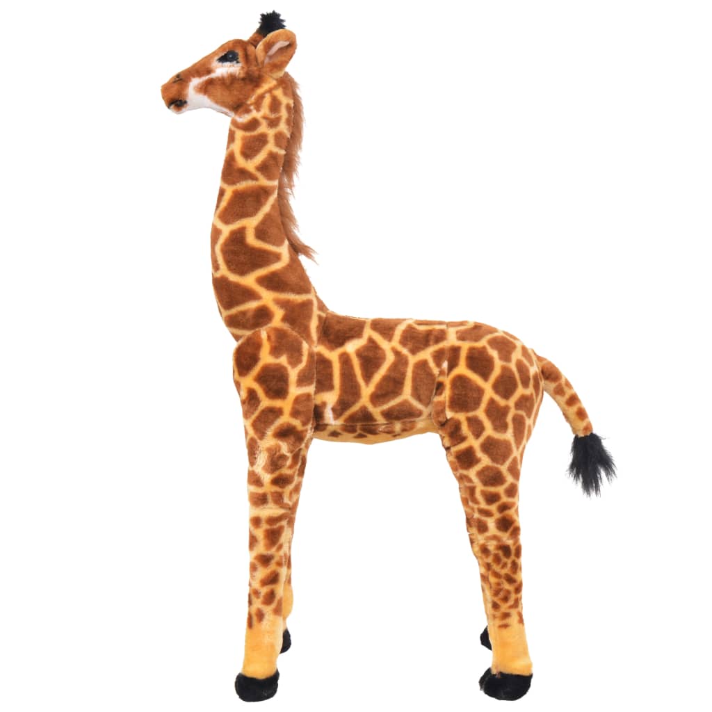 vidaXL rotaļu žirafe, XXL, plīšs, brūna ar dzeltenu