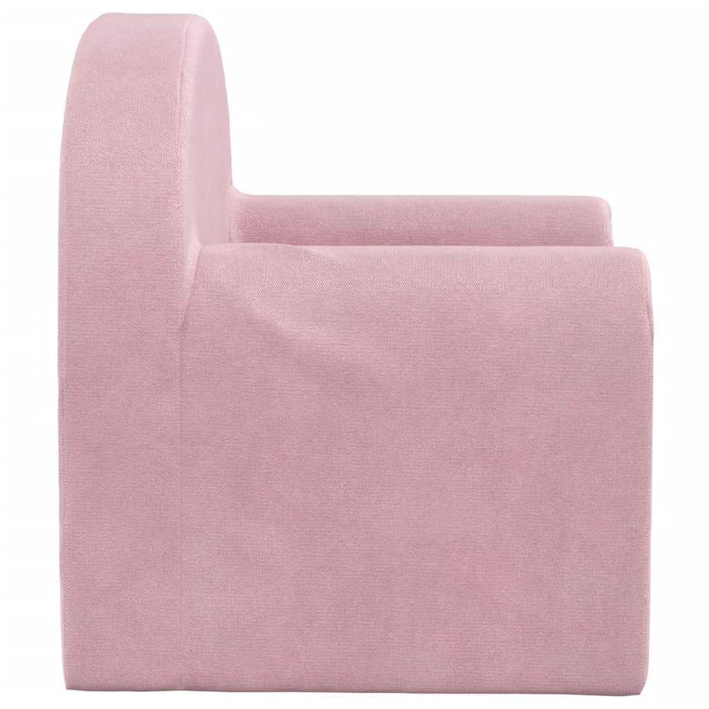 vidaXL bērnu dīvāngulta, rozā, mīksts plīšs