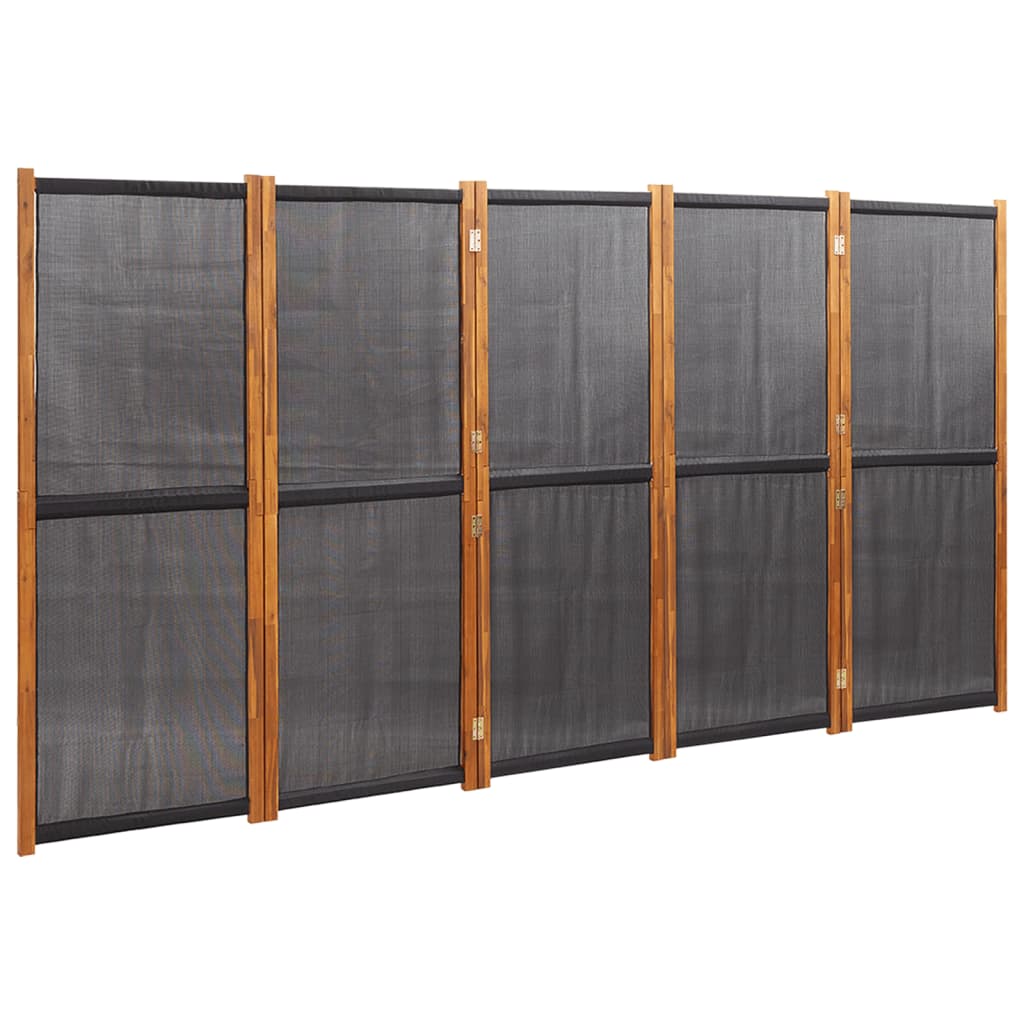 vidaXL 5-paneļu istabas aizslietnis, melns, 350x180 cm