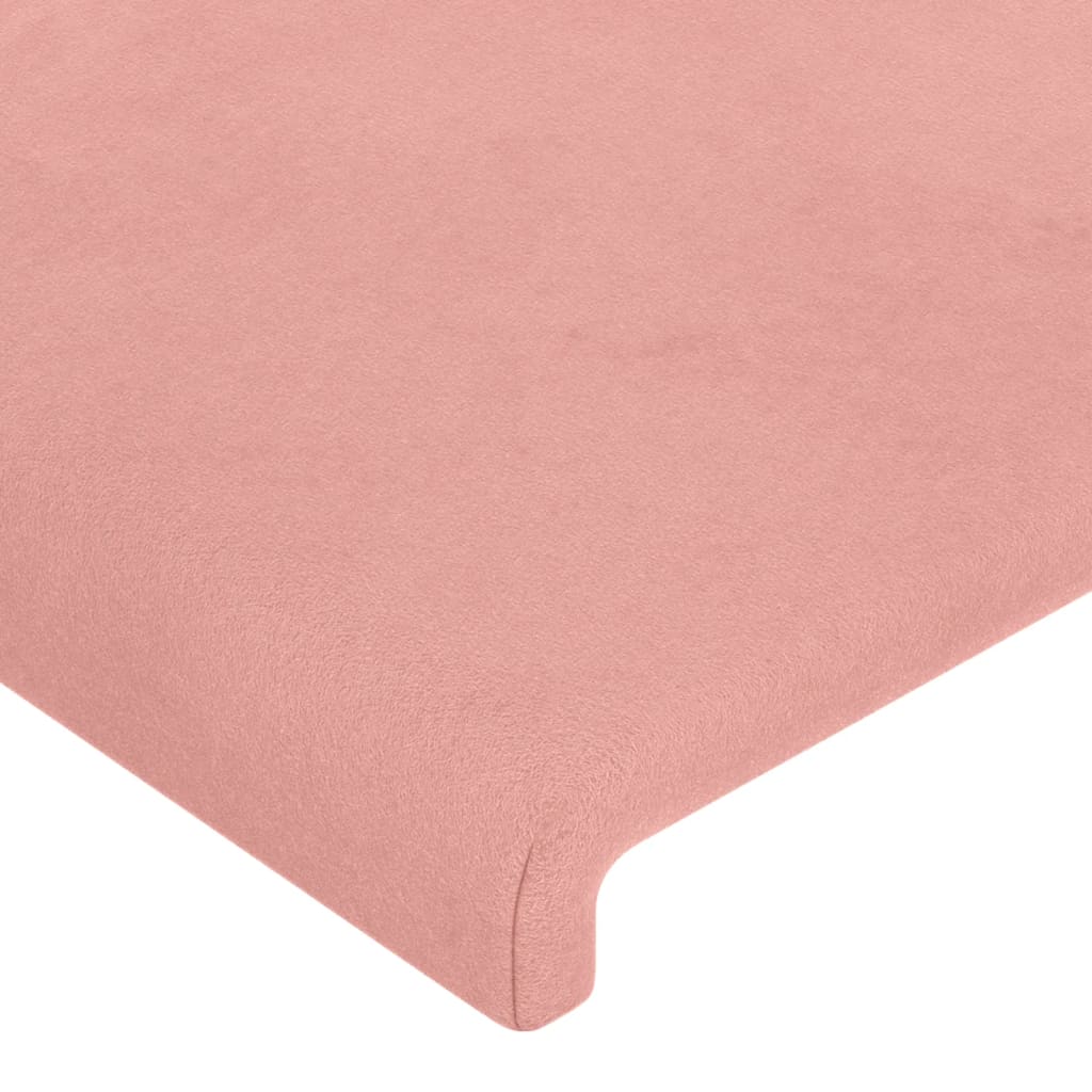 vidaXL gultas galvgalis ar LED, 83x16x118/128 cm, rozā samts