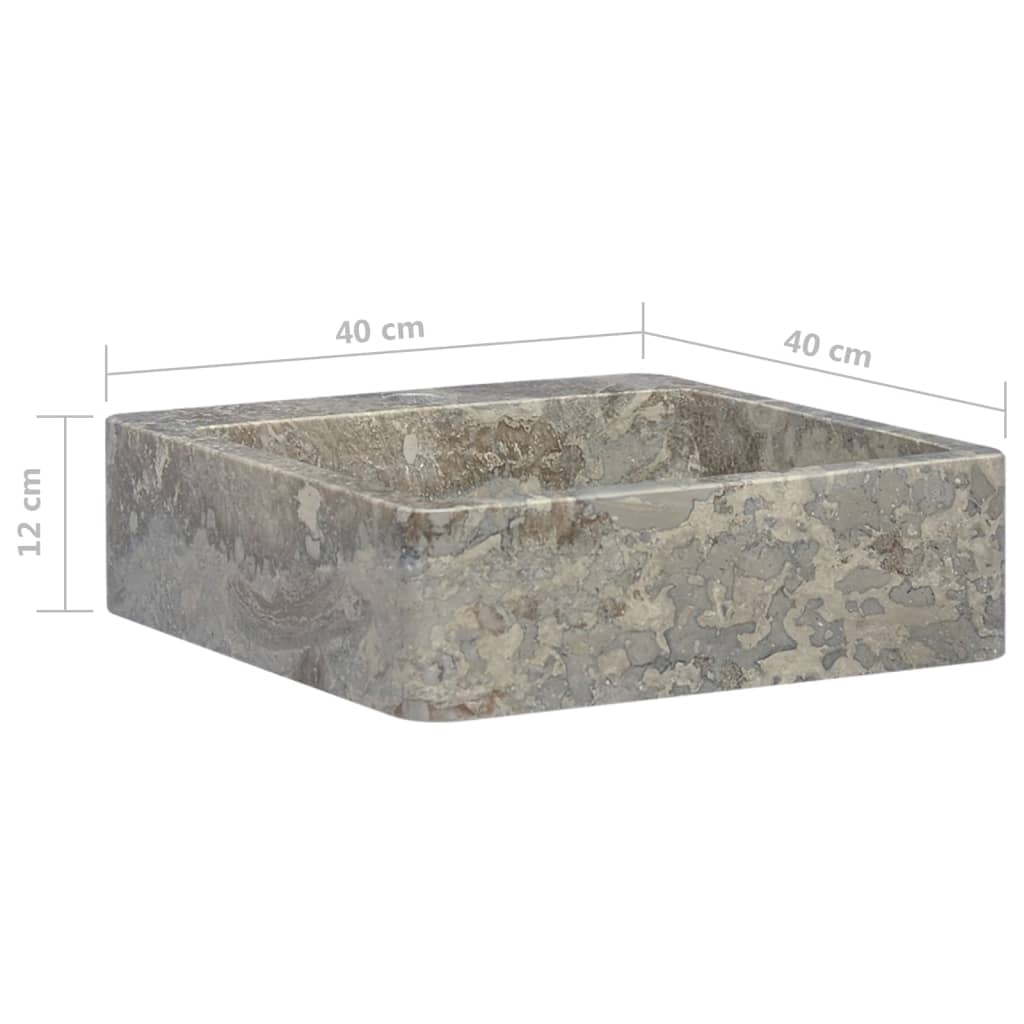 vidaXL izlietne, 40x40x12 cm, pelēks marmors