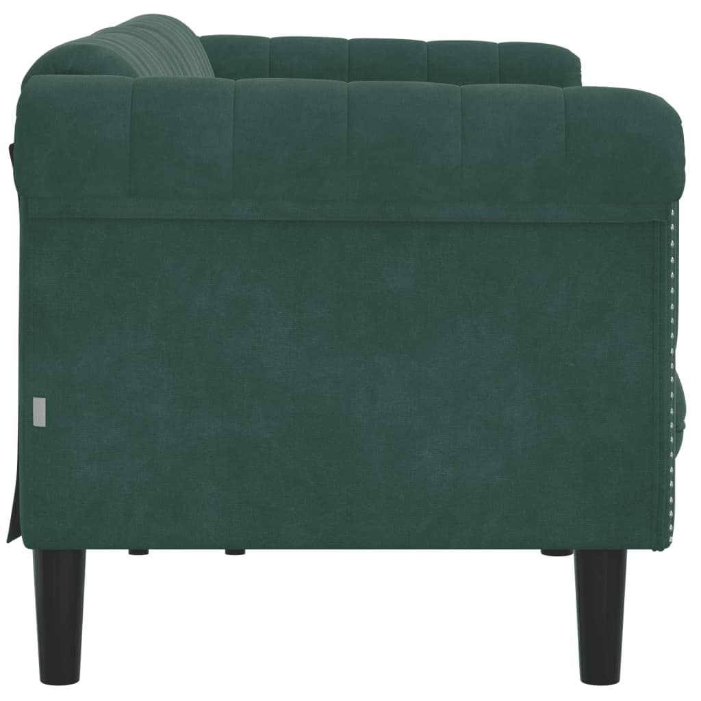 vidaXL trīsvietīgs dīvāns, tumši zaļš, samts