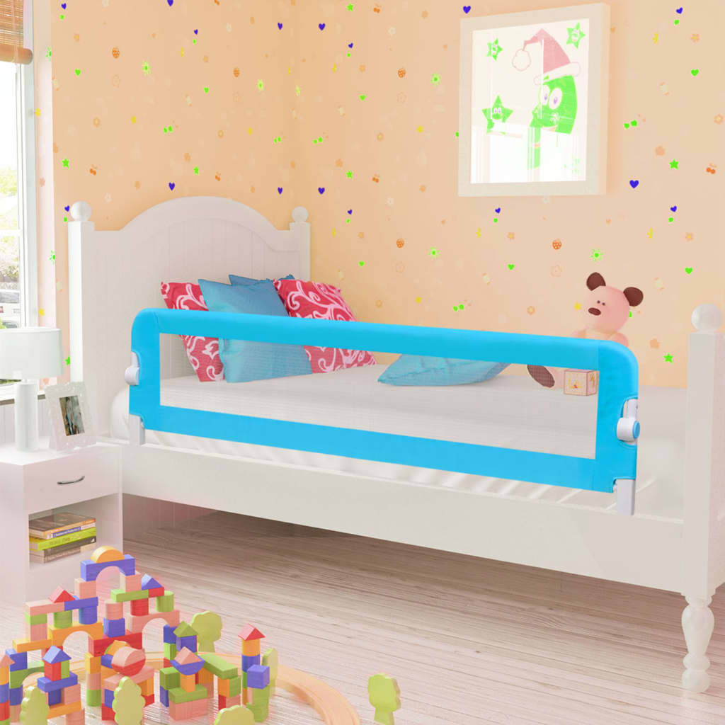 vidaXL bērnu gultas aizsargbarjera, zila, 120x42 cm, poliesters