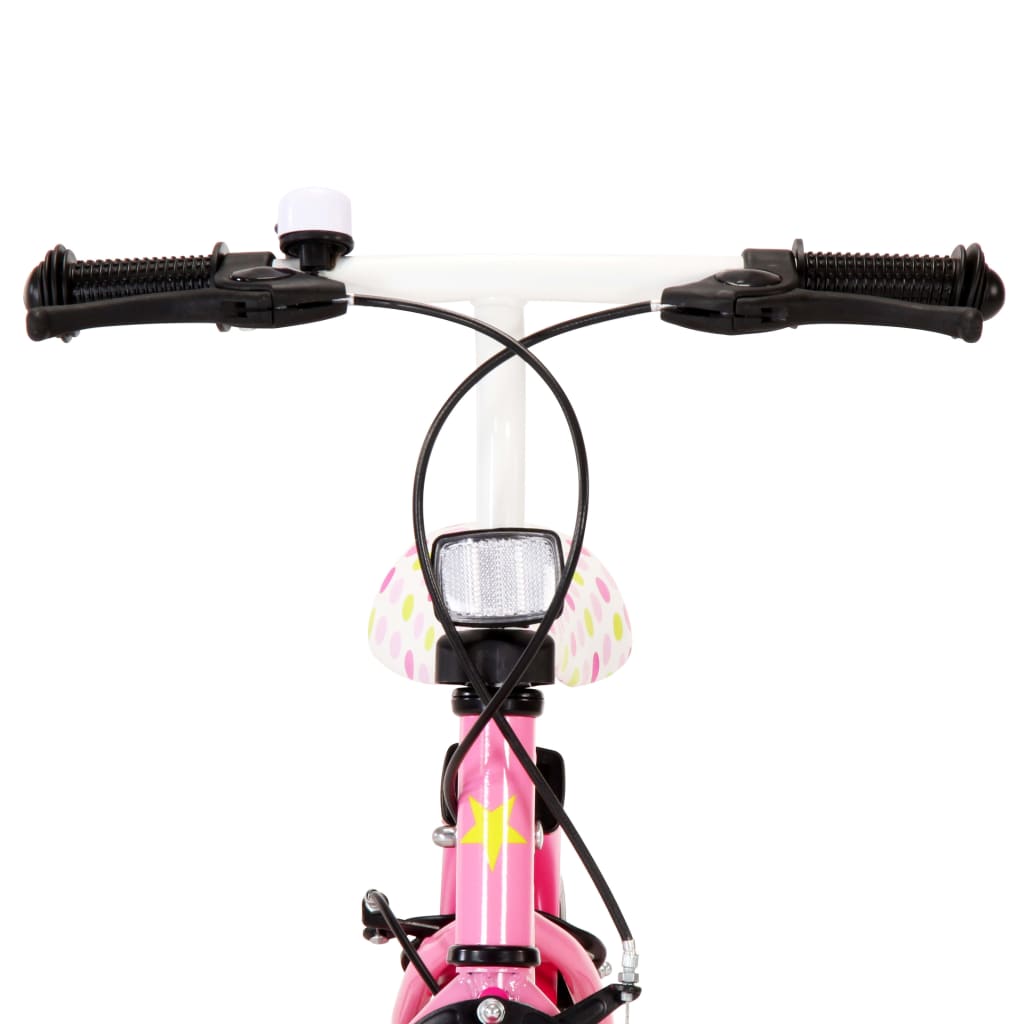 vidaXL bērnu velosipēds, 12 collas, balts ar rozā