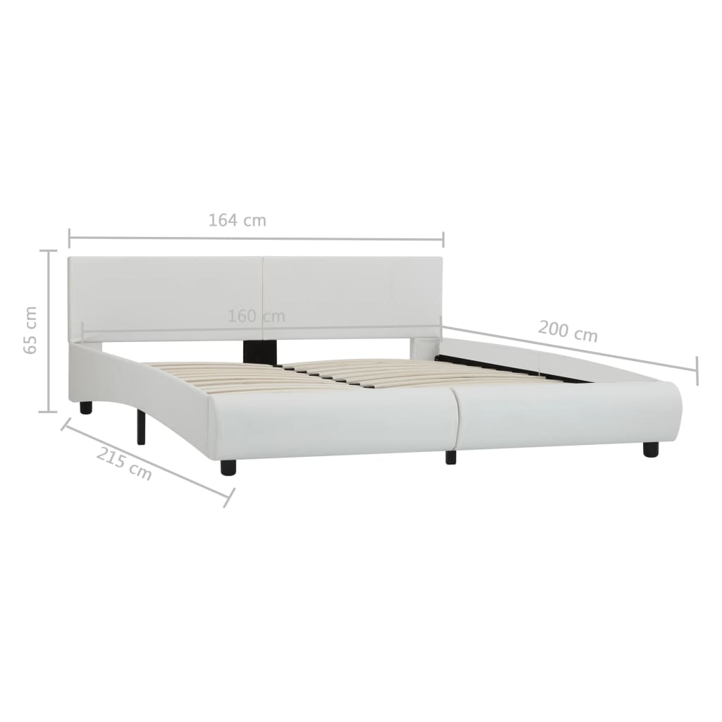 vidaXL gultas rāmis, balta mākslīgā āda, 160x200 cm