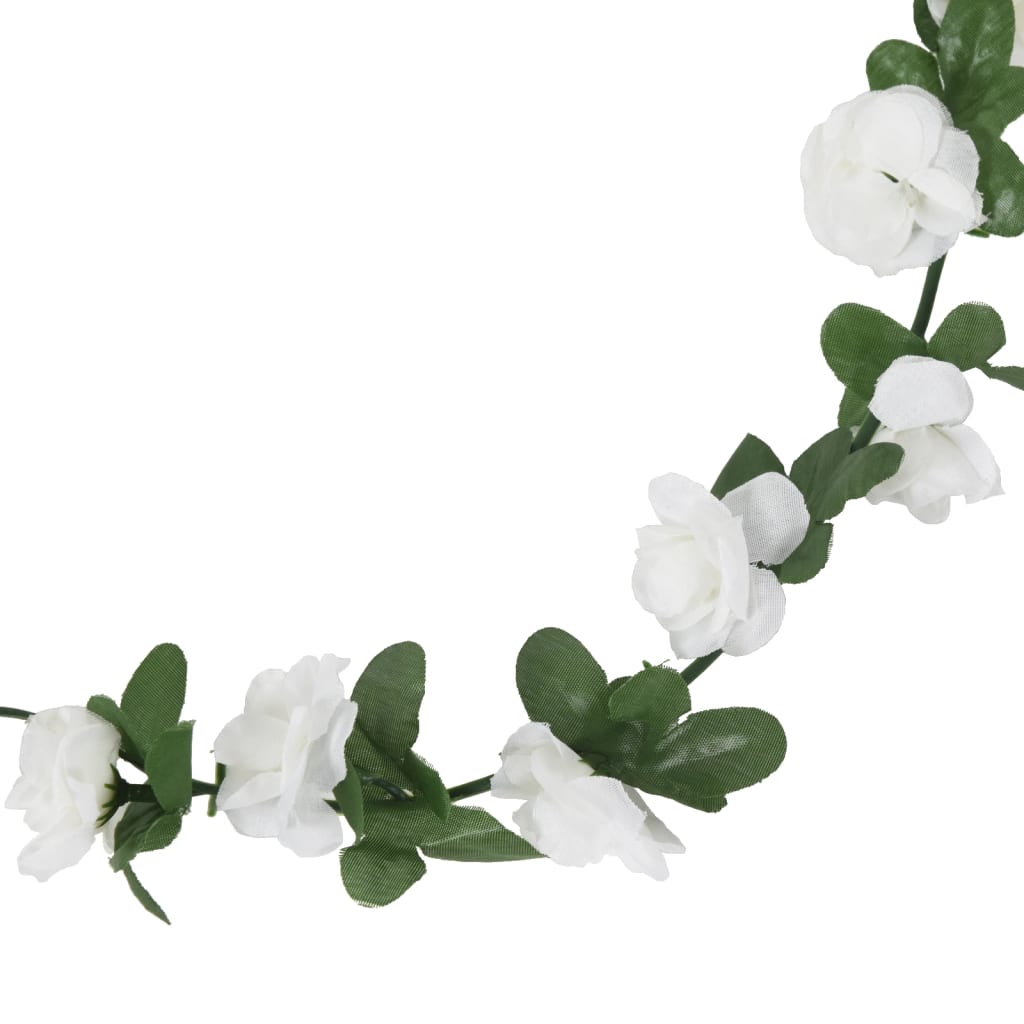 vidaXL mākslīgo ziedu vītnes, 6 gab., baltas, 250 cm