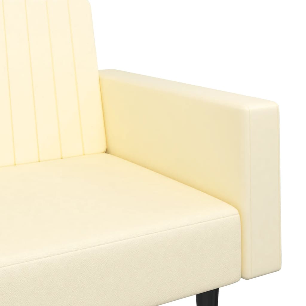 vidaXL 2-vietīga dīvāngulta, krēmkrāsas mākslīgā āda