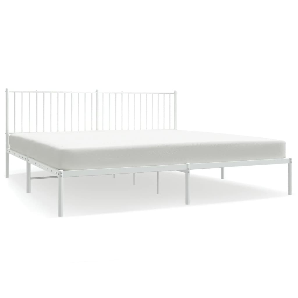 vidaXL gultas rāmis ar galvgali, balts metāls, 200x200 cm