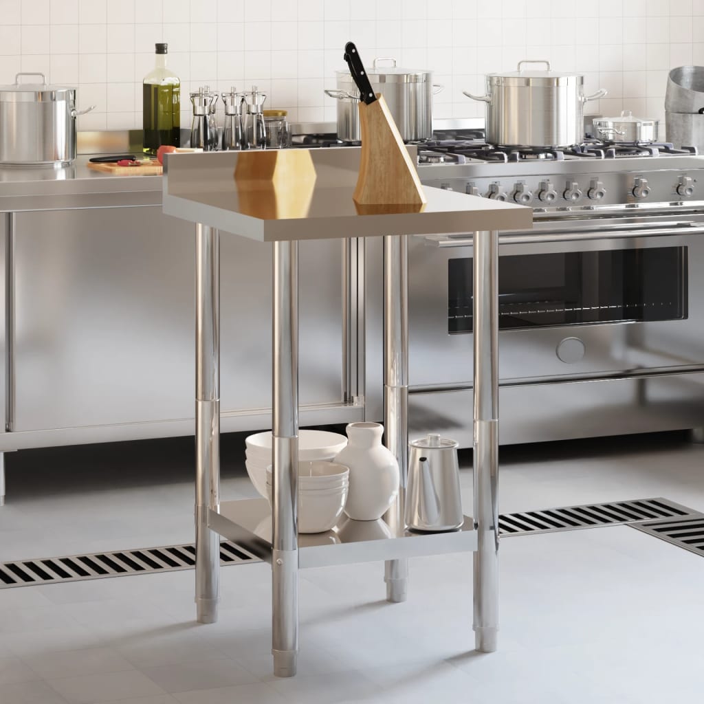 vidaXL virtuves darba galds, 55x55x93 cm, nerūsējošs tērauds
